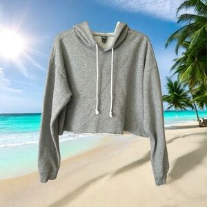WILD Fable Women's Cropped Hoodie Sweatshirt Gray Grey Ladies M